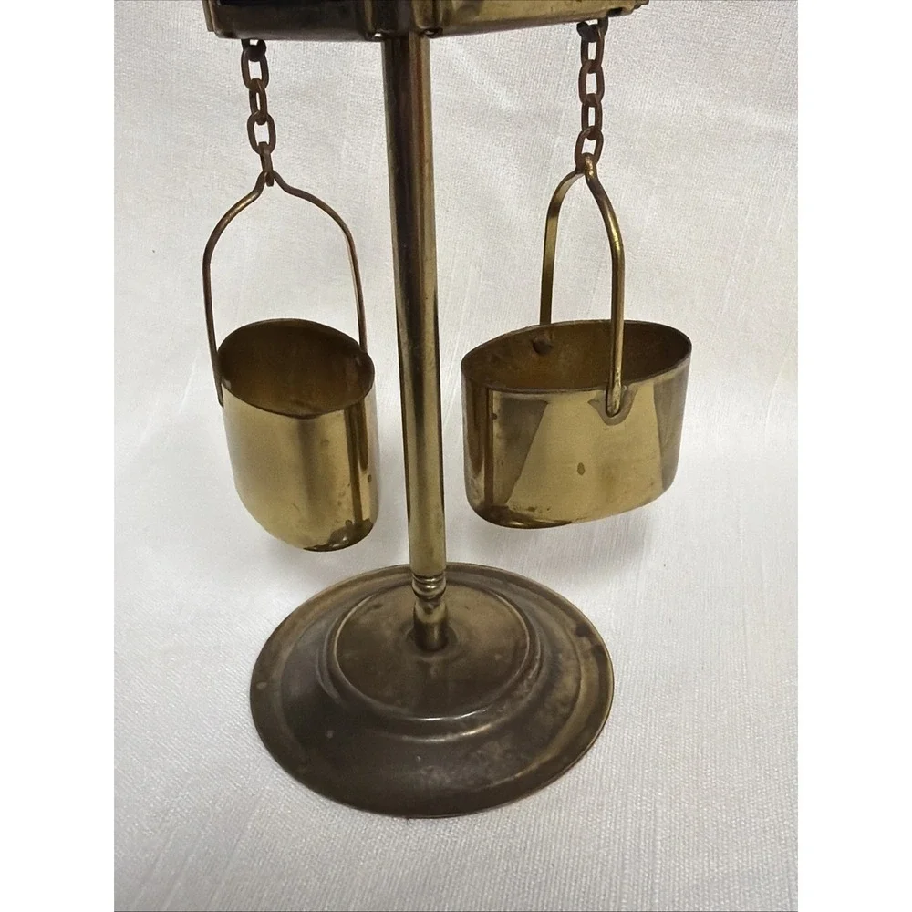 VTG Salt Pepper Brass Stand‎ Scale Decor Container MCM Retro Street Sign
